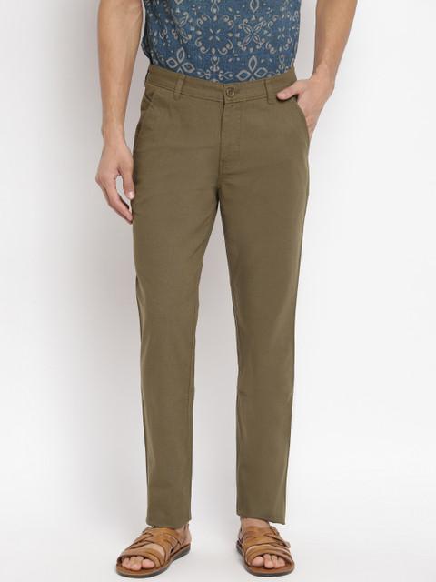 

Fabindia Men Olive Green Regular Trousers