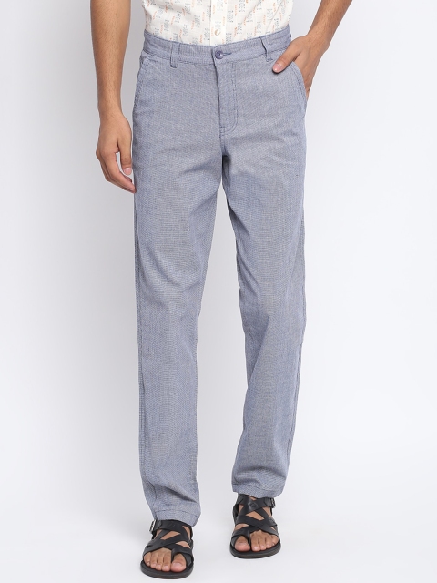 

Fabindia Men Blue Textured Trousers