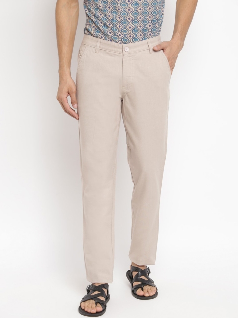 

Fabindia Men Cream-Coloured Textured Trousers