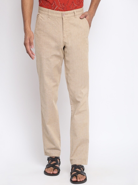 

Fabindia Men Beige Solid Regular Trousers