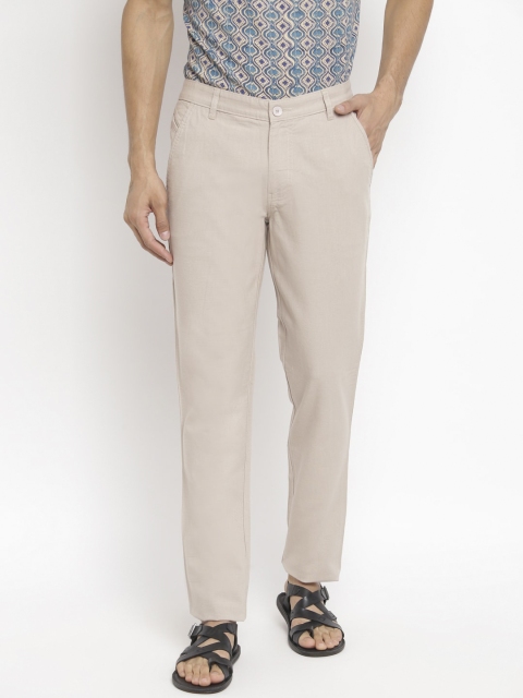 

Fabindia Men Cream-Coloured Solid Regular Trousers