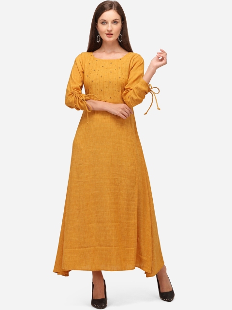 

RAISIN Mustard Yellow Ethnic Motifs Maxi Dress
