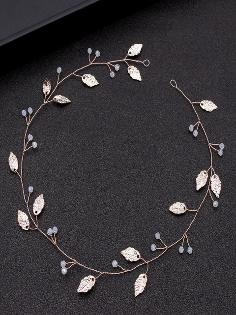 

AQUASTREET Women Gold-Toned & White Embellished Vintage Leaf Tiara