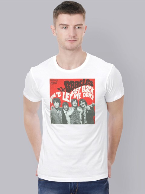 

Free Authority Men White Orange Printed Bio Finish Beatles Pure Cotton T-shirt