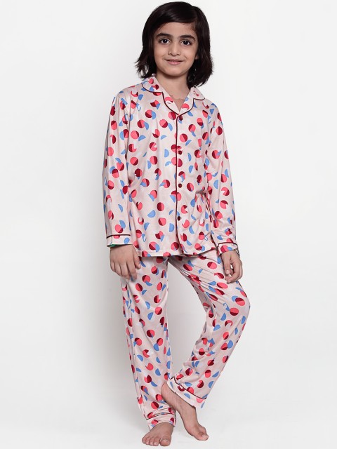 

MAXENCE Boys Pink & Blue Printed Night suit
