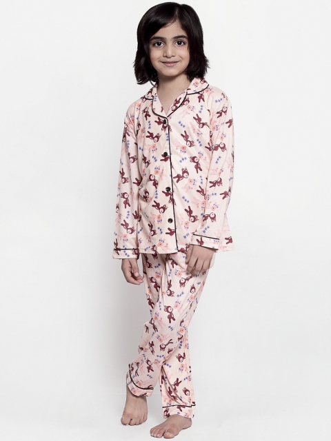 

MAXENCE Boys Pink & Blue Printed Night suit