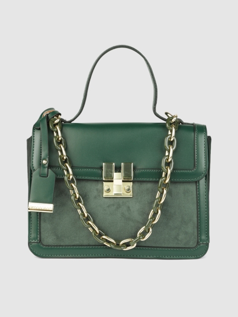 

Van Heusen Green Solid Structured Handheld Bag