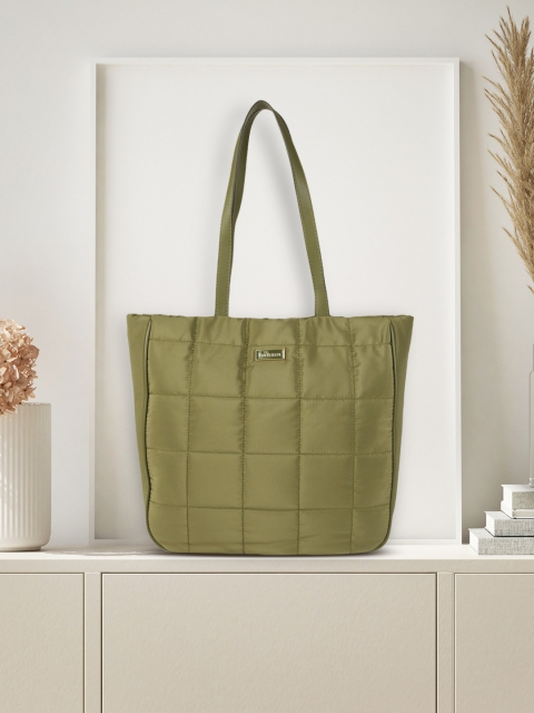 

Van Heusen Olive Green Solid Shoulder Bag With Quilted Detail
