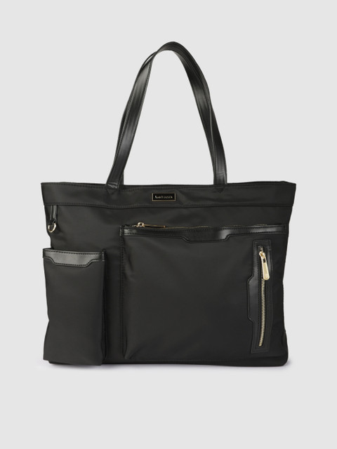 

Van Heusen Black Solid Structured Handheld Bag, Navy blue