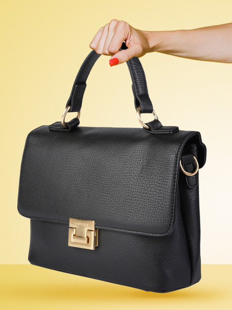 

Van Heusen Black Solid Structured Satchel