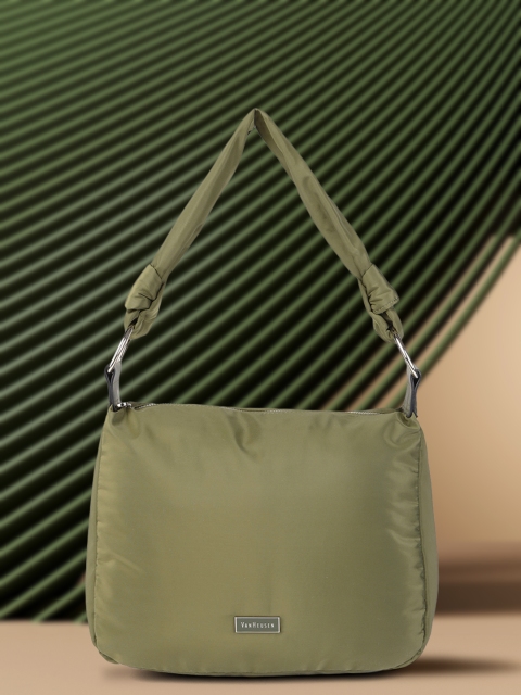 

Van Heusen Olive Green Solid Structured Handheld Bag