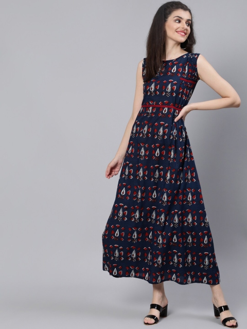 

AASI - HOUSE OF NAYO Navy Blue & Red A-Line Midi Dress