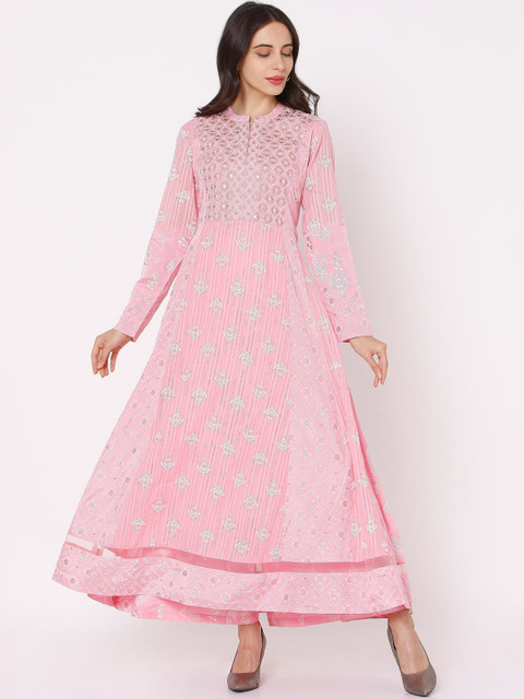 

Ojas Designs Women Pink Ethnic Motifs Printed Regular Kurta with Palazzos