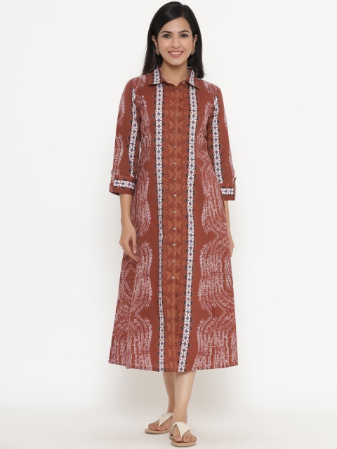

Readiprint Fashions Multicoloured Ethnic Motifs Shirt Midi Dress, Multi