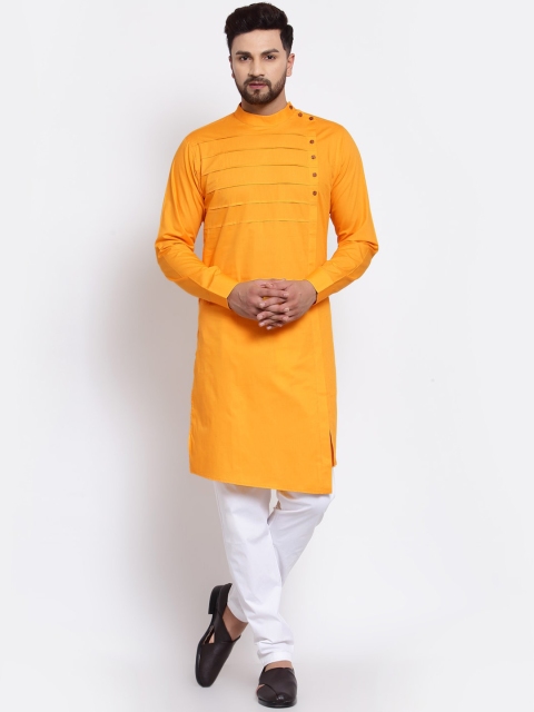 

Zotw Men Yellow Cotton Straight Kurta