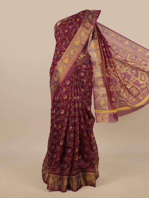 

Pothys Violet & Brown Floral Saree