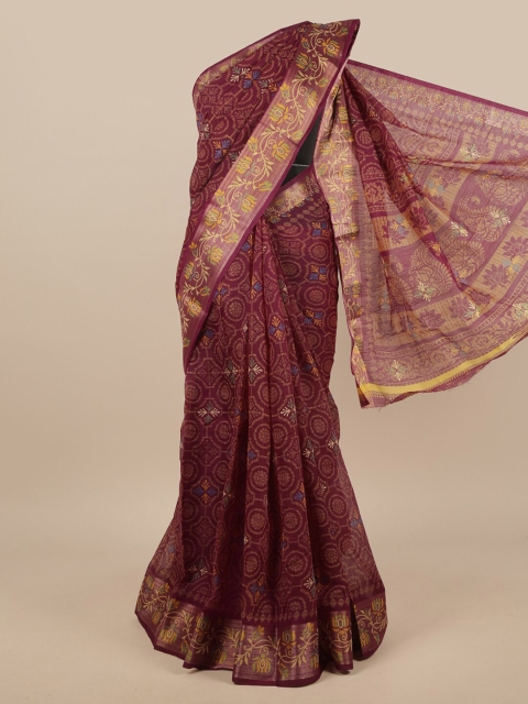 

Pothys Violet & Maroon Printed Saree