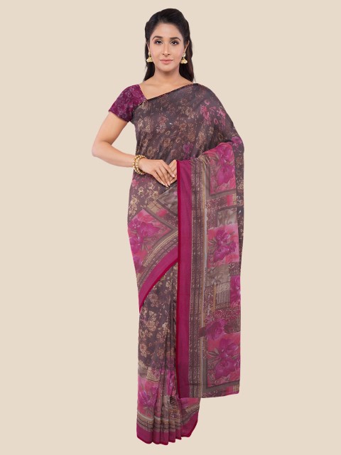 

Kalamandir Purple & Fuchsia Floral Printed Saree
