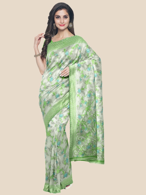 

Kalamandir White & Green Floral Saree