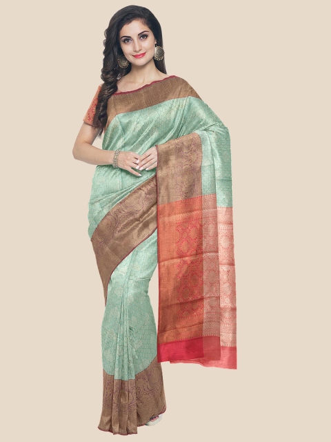 

Kalamandir Blue & Brown Woven Design Silk Blend Banarasi Saree