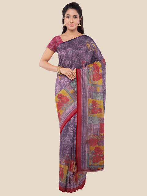 

Kalamandir Purple & Red Floral Saree