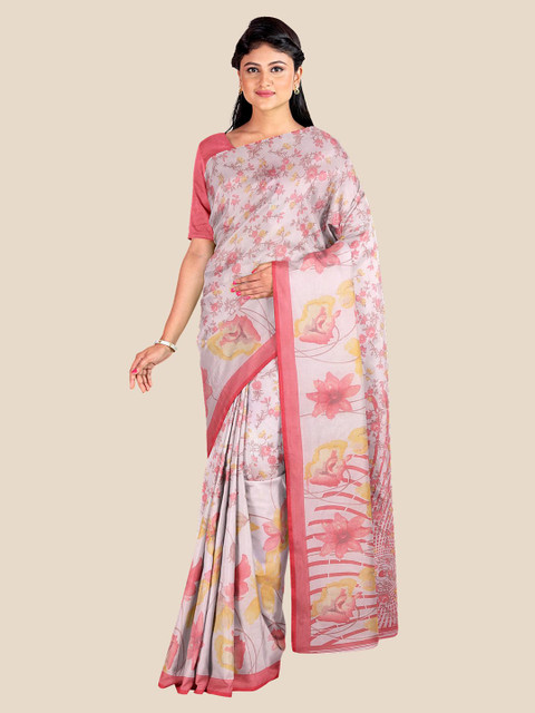 

Kalamandir White & Red Floral Saree