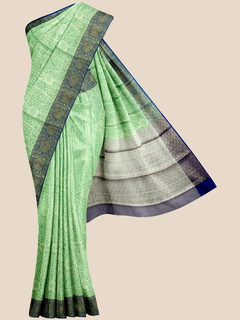 

Kalamandir Green & Blue Floral Silk Blend Banarasi Saree