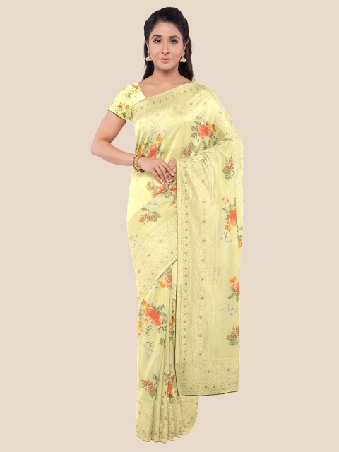 

Kalamandir Yellow & Red Floral Silk Blend Saree