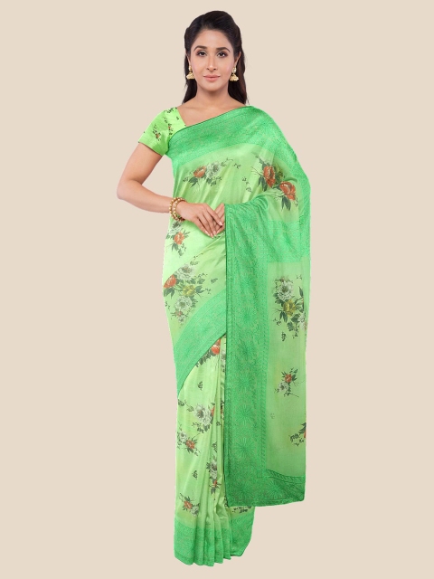 

Kalamandir Green & Red Floral Silk Blend Saree