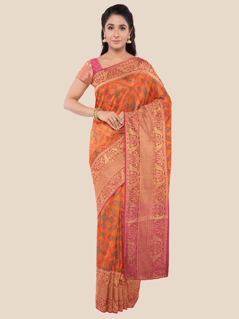 

Kalamandir Orange & Pink Banarasi Saree