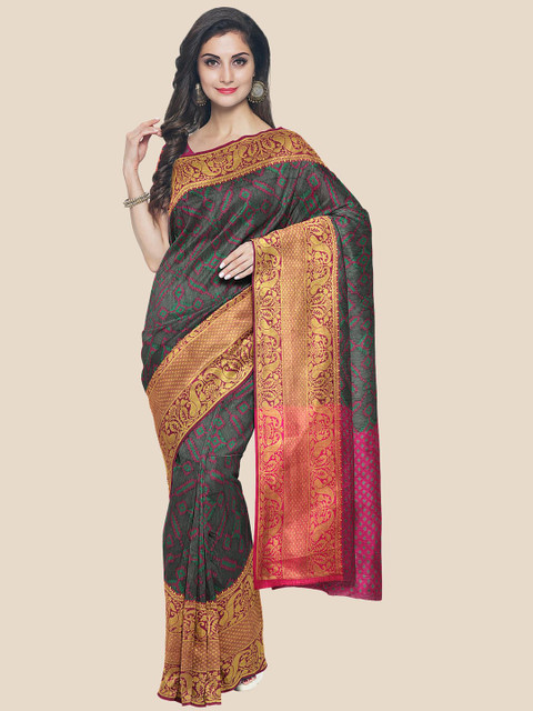 

Kalamandir Black & Pink Woven Design Banarasi Saree