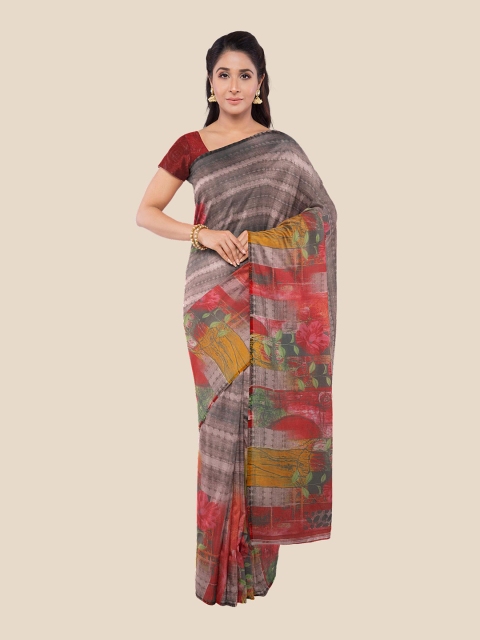 

Kalamandir Brown & Grey Printed Saree