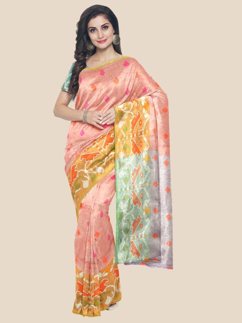 

Kalamandir Orange & Green Woven Design Banarasi Saree