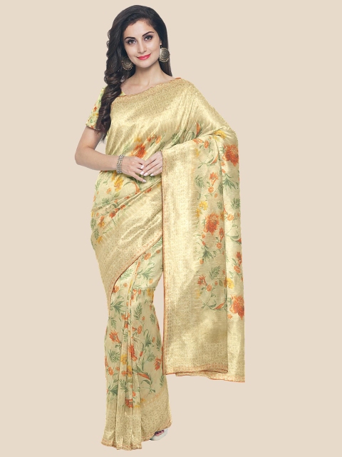 

Kalamandir Beige & Green Floral Silk Blend Saree
