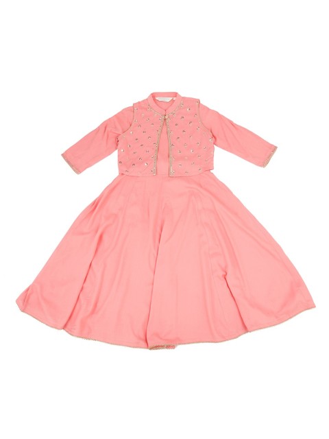 

AKKRITI BY PANTALOONS Girls Peach-Coloured Anarkali Kurta