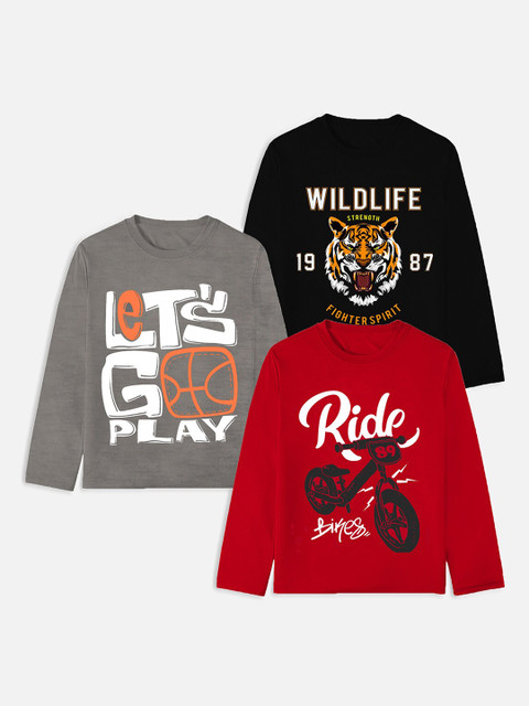 

Miss & Chief Boys Pack of 3 Printed T-shirt, Red
