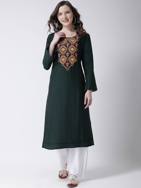 

Charitra Women Green Floral Embroidered Regular Kurta with Palazzos