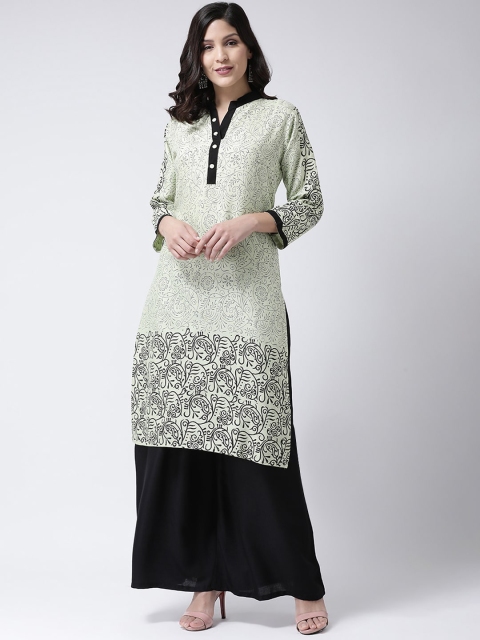 

Charitra Women Green & Black Ethnic Motifs Printed Regular Kurta with Palazzos