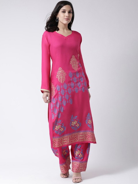 

Charitra Women Pink Floral Printed Regular Kurta with Palazzos