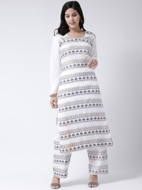 

Charitra Women White Printed Empire Kurti with Palazzos