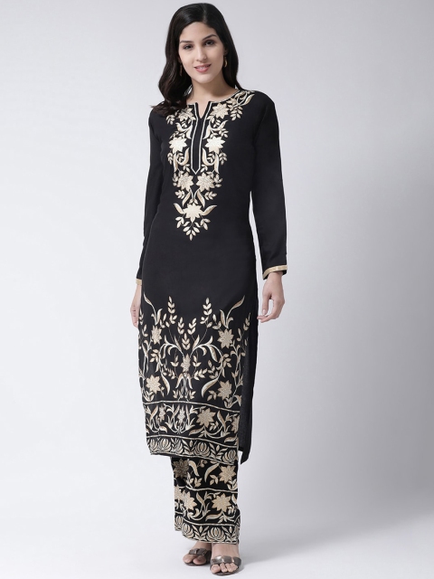 

Charitra Women Black Floral Printed Kurta with Trousers