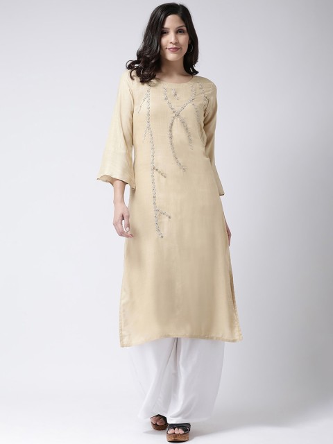 

Charitra Women Beige Floral Embroidered Regular Kurta with Palazzos