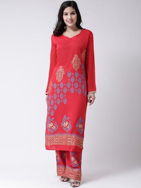 

Charitra Women Red Floral Printed Regular Kurta with Palazzos