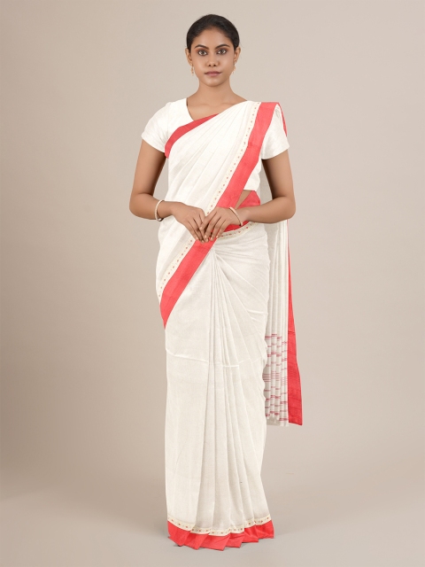 

Pothys White & Orange Pure Cotton Saree