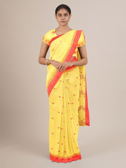

Pothys Yellow & Red Woven Design Pure Cotton Saree
