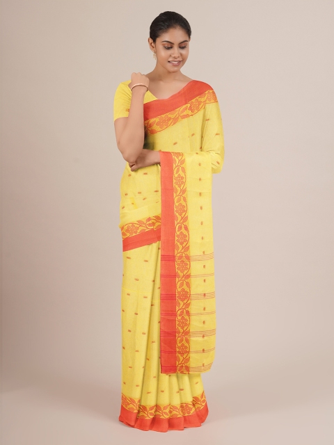 

Pothys Yellow & Orange Woven Design Pure Cotton Saree