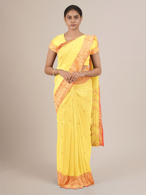 

Pothys Yellow & Red Woven Design Pure Cotton Saree