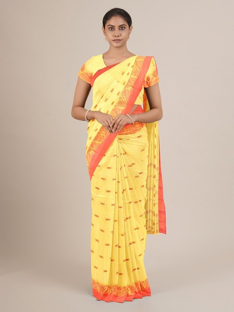 

Pothys Yellow & Orange Woven Design Pure Cotton Saree
