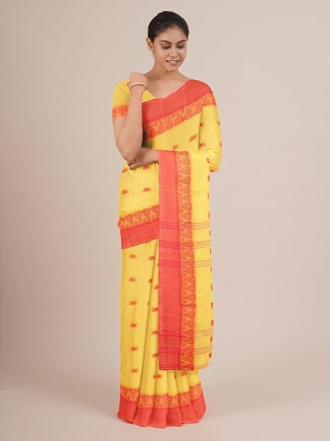 

Pothys Yellow & Orange Woven Design Pure Cotton Saree