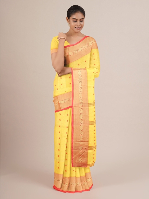 

Pothys Yellow & Red Woven Design Pure Cotton Saree